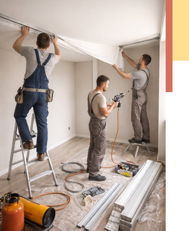 Монтаж натяжного потолка в студии в Гатчине от 5652 руб. — быстро и недорого | ОТДЕЛОЧНИК-Гтч