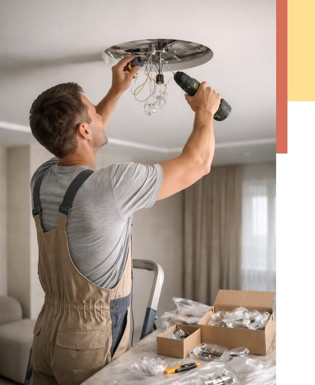 Установка люстры в натяжной потолок в Гатчине от 1233 руб. | Быстро и недорого — ОТДЕЛОЧНИК-Гтч