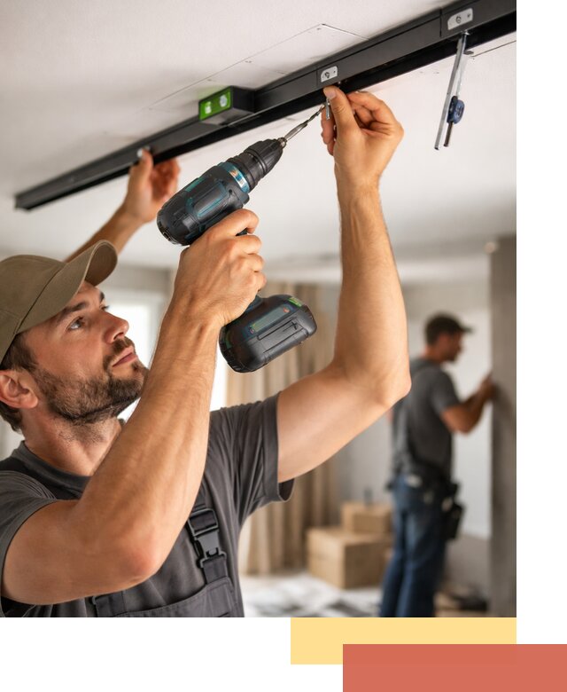 Установка трековых светильников в натяжной потолок в Гатчине