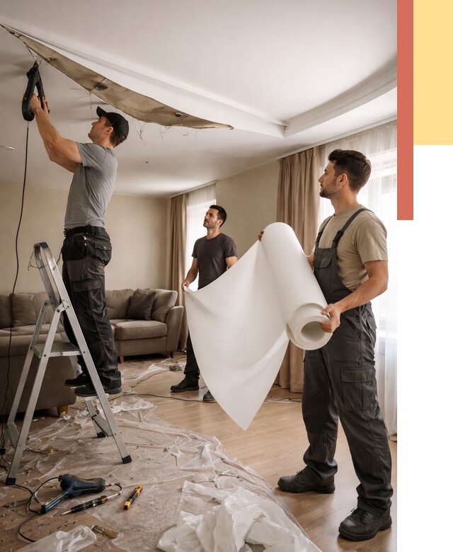 Замена полотна натяжного потолка в Гатчине от 9762 руб. быстро и недорого | ОТДЕЛОЧНИК-Гтч