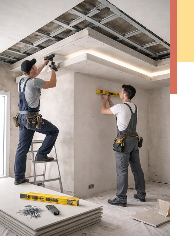 Двухуровневый потолок из гипсокартона в Гатчине от 1490 руб. под ключ | ОТДЕЛОЧНИК-Гтч