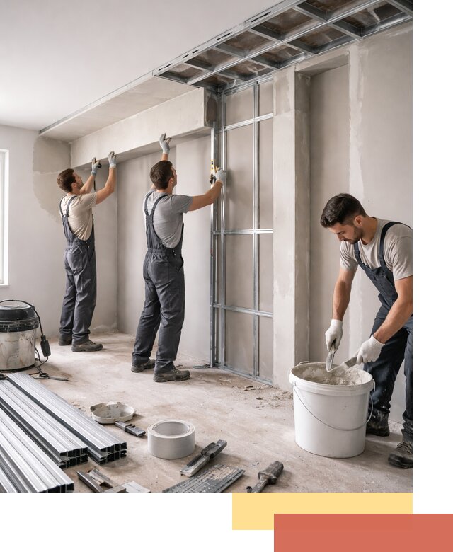 Монтаж потолка из гипсокартона с нишей в Гатчине