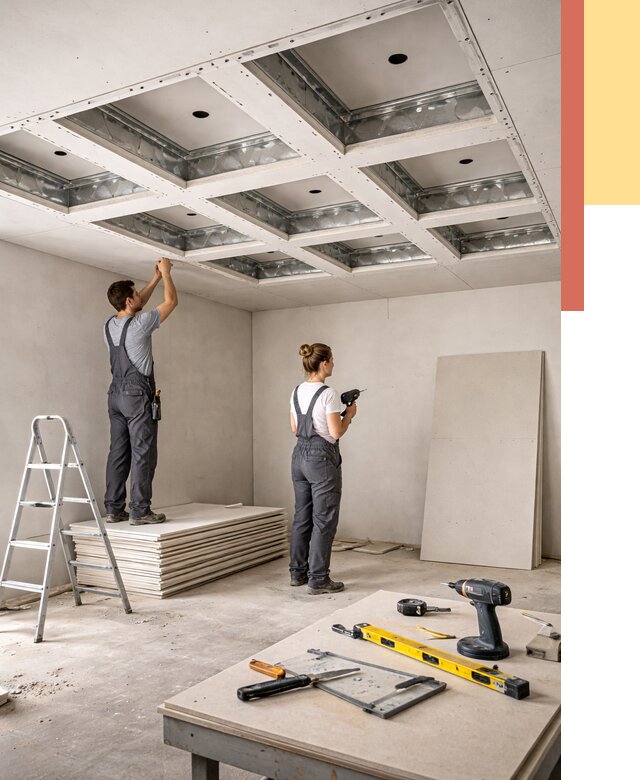 Кессонный потолок из гипсокартона в Гатчине от 1901 руб. — монтаж и под ключ | ОТДЕЛОЧНИК-Гтч