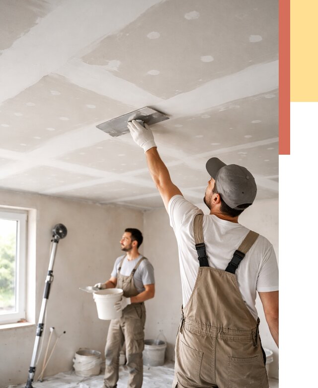 Шпаклевка потолка из гипсокартона в Гатчине от 3288 руб./м2 — услуги под ключ | ОТДЕЛОЧНИК-Гтч