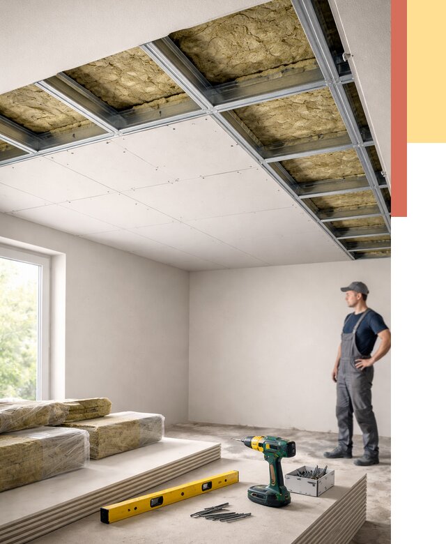 Звукоизоляция потолка ГКЛ в Гатчине от 976 руб. — монтаж под ключ | ОТДЕЛОЧНИК-Гтч