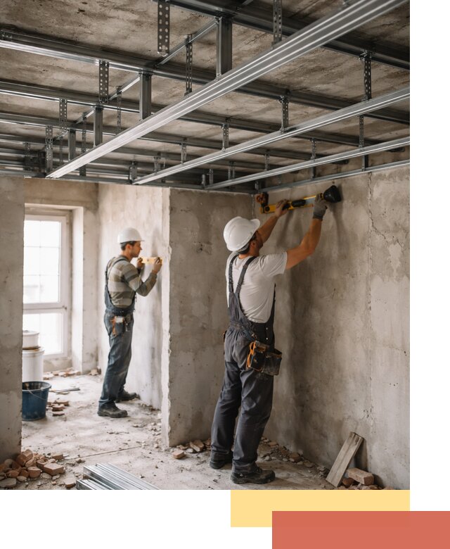 Монтаж каркаса потолка из профильного профиля в Гатчине