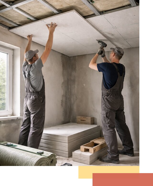 Шумоизоляция потолка панелями ЗИПС в Гатчине